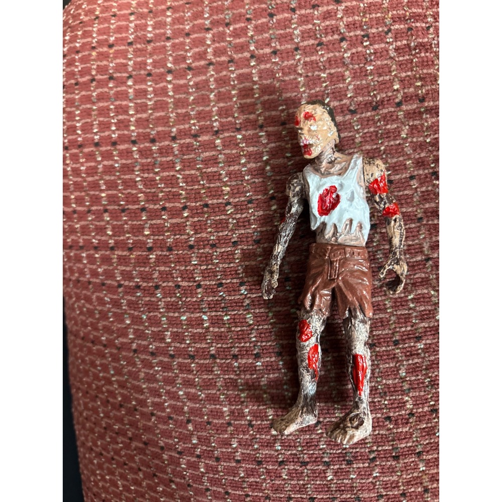 Zombie Action Figure Horror Miniature Undead Hand Painted Brown White Red Toy
